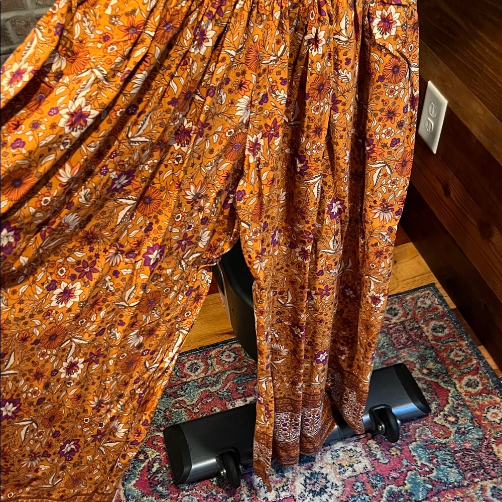 NATURAL LIFE Orange Floral Wide Leg Pants - Picture 2 of 3